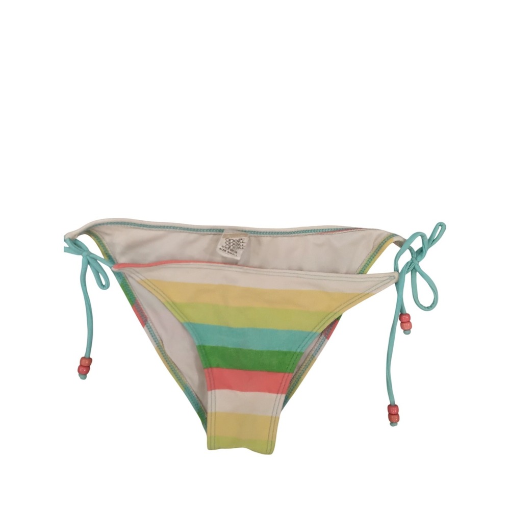 O'Neill Women Multicolor Striped Terry Cloth Side Tie Bikini Bottoms 48558 Small